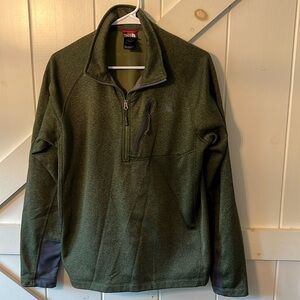 North Face Men’s 1/4 zip Fleece - Heather Green, Medium